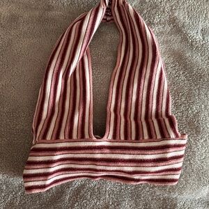 HALARA Striped Red and White Crop Top